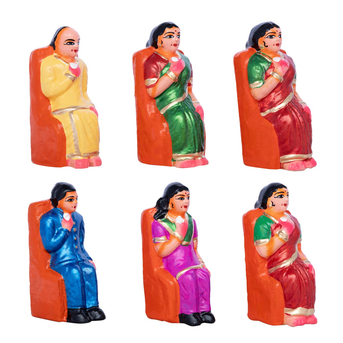 Sappadu Clay Golu Bommai Set - 5.5 x 2 Inches | Giri Golu Doll / Navaratri Kolu Bomma / Gombe / Bommalu