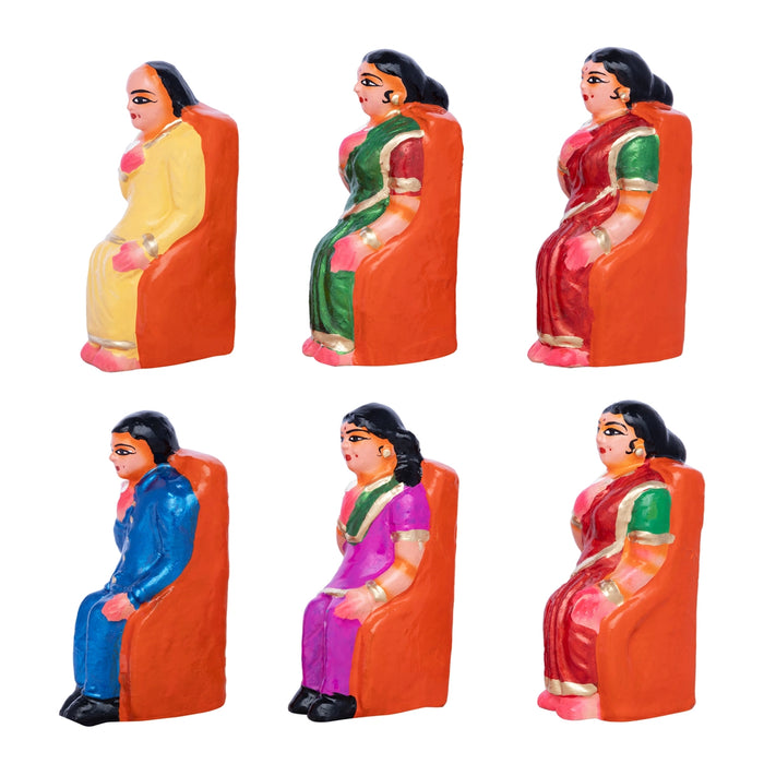 Sappadu Clay Golu Bommai Set - 5.5 x 2 Inches | Giri Golu Doll / Navaratri Kolu Bomma / Gombe / Bommalu