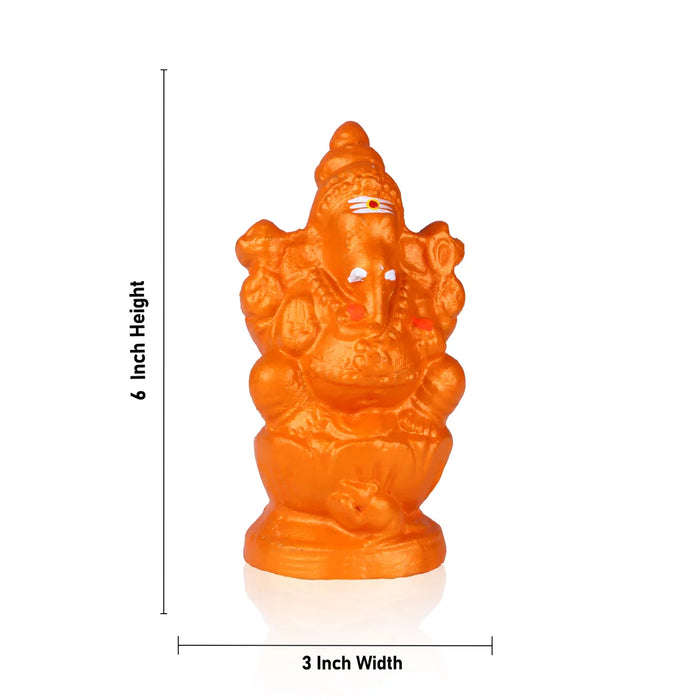 Ganapati Clay Golu Bommai - 6 x 3 Inches | Giri Golu Doll/ Navaratri Golu Bomma/Gombe/Bommai