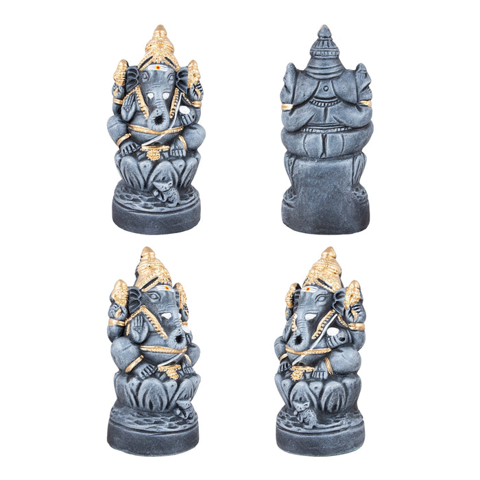 Ganesh Lakshmi Saraswati Clay Golu Bommai Set - 10 x 4.5 Inches | Giri Golu Doll/ Navaratri Golu Bomma/Gombe