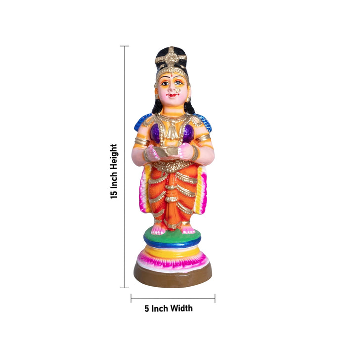 Pavai Vilakku Clay Golu Bommai Pair - 15 x 5 Inches | 2 Pcs/ Giri Golu doll/ Navaratri Golu Bomma/ Dasara Doll