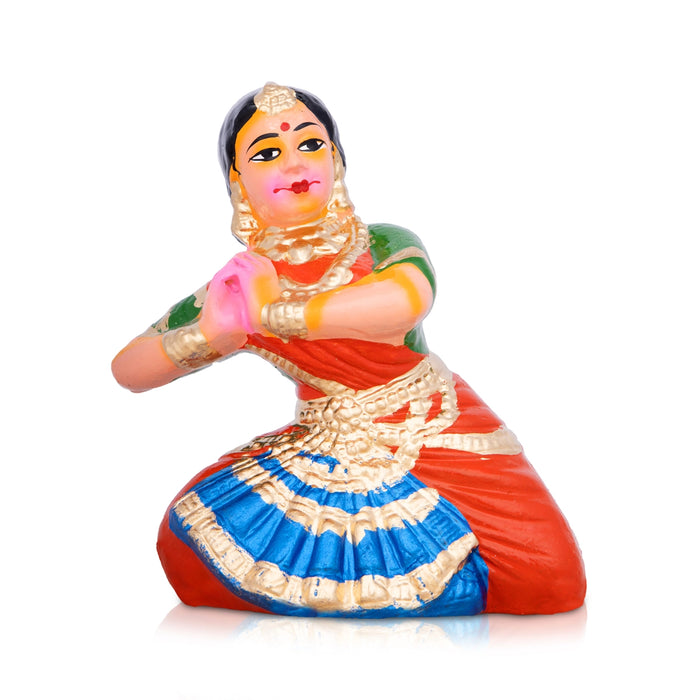 Bharathanatyam Clay Golu Bommai - 7 x 5 Inches | Giri Golu Doll/ Navaratri Golu Bomma/Gombe/Bommai