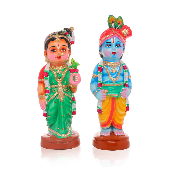 Young Couple Paper Mache Golu Bommai Pair - 14 x 4.5 Inches | Giri Golu Doll/ Navaratri Golu Bomma/Gombe