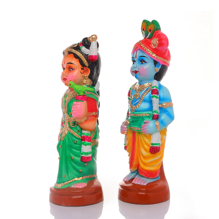 Young Couple Paper Mache Golu Bommai Pair - 14 x 4.5 Inches | Giri Golu Doll/ Navaratri Golu Bomma/Gombe