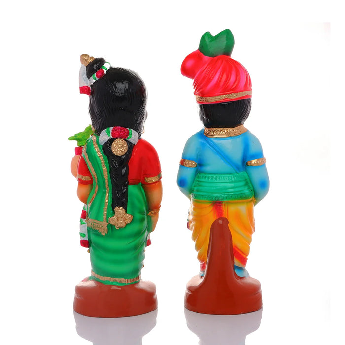 Young Couple Paper Mache Golu Bommai Pair - 14 x 4.5 Inches | Giri Golu Doll/ Navaratri Golu Bomma/Gombe