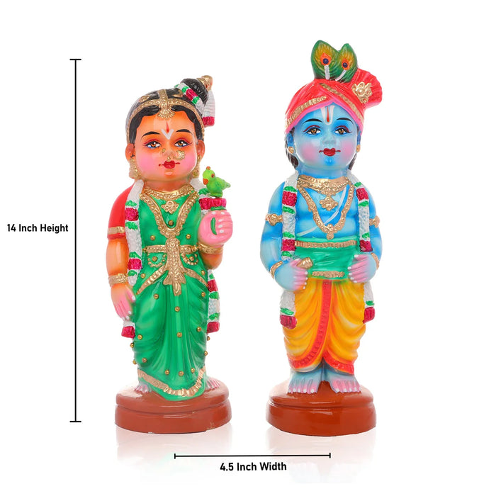 Young Couple Paper Mache Golu Bommai Pair - 14 x 4.5 Inches | Giri Golu Doll/ Navaratri Golu Bomma/Gombe