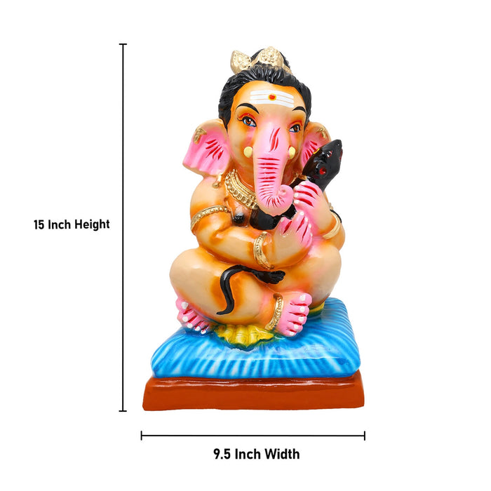 Rat Ganapati Paper Mache Golu Bommai - 15 x 9.5 Inches | Giri Golu Doll/ Navaratri Golu Bomma/Gombe/Bommai