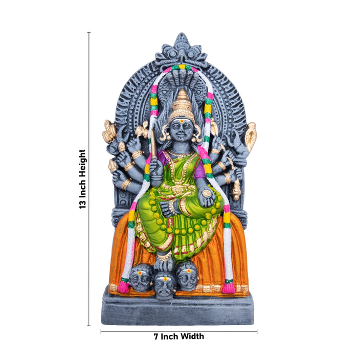 Samayapuram Mariamman Clay Golu Bommai - 13 x 7 Inches | Giri Golu Doll/ Navaratri Golu Bomma/Gombe/Bommai