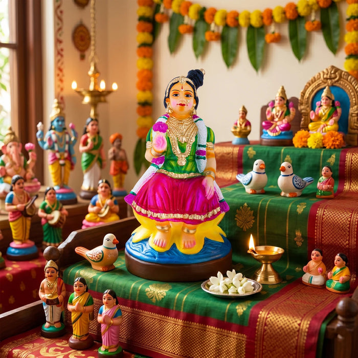 Bala Andal Clay Golu Bommai - 15 x 7.5 Inches | Giri Golu Doll/ Navaratri Golu Bomma/Gombe/Bommai