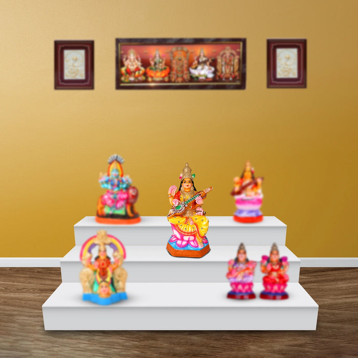 Saraswathi Paper Mache Golu Bommai - 21 x 10 Inches | Giri Golu Doll/ Navaratri Golu Bomma/Gombe/Bommai