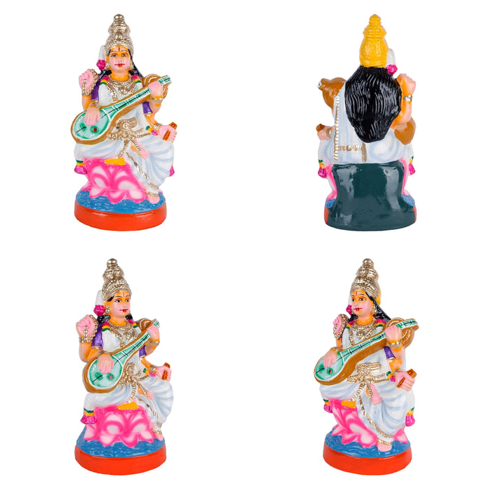 Lakshmi Saraswati Durga Clay Golu Bommai Set - 13 x 7 Inches | Giri Golu Doll/Navaratri Golu Bomma/Bommai/Gombe