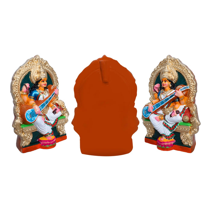 Lakshmi Saraswathi Durgai Clay Golu Bommai Set - 11 x 8 inches | Giri Golu Doll / Navaratri Golu Bomma / Gombe