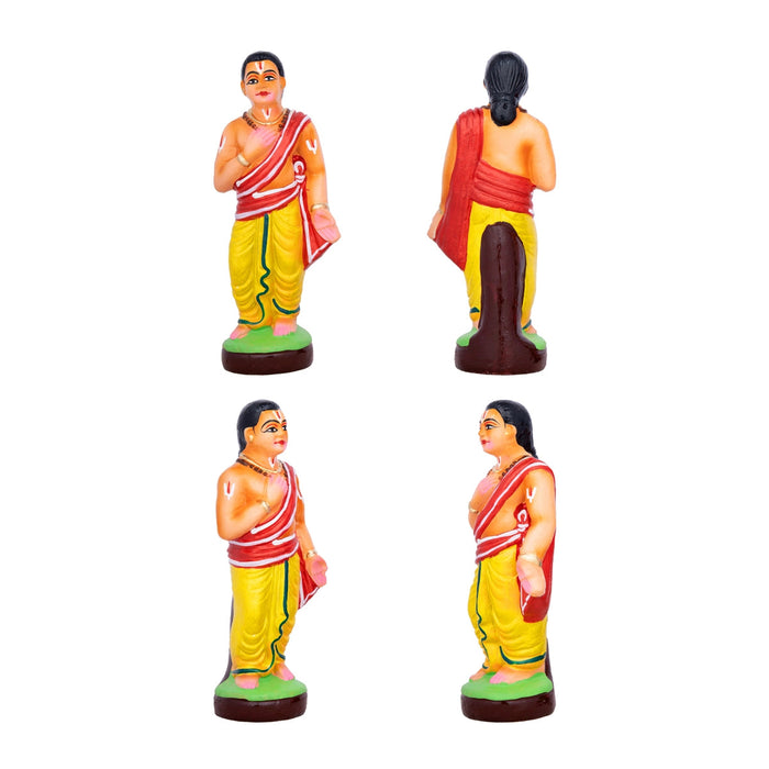 Malai Soodi Kodutha Andal Clay Golu Bommai Set - 11 x 4.5 Inches | Giri Golu Doll/ Navaratri Golu Bomma/Gombe/Bommai