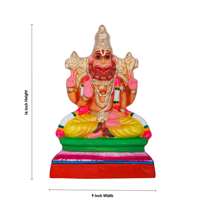 Ahobilam Narasimha Idol Clay Golu Bommai- 14 X 9 Inches | Navaratri Golu Gombe/ Giri Golu Doll/ Navratri Decor