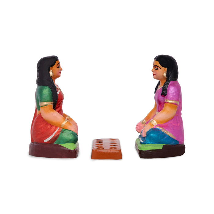 Pallankuzhi Clay Golu Bommai Set - 4.5 x 3.5 Inches | Giri Golu Bomma/ Navaratri Golu Doll/ Gombe/ Bommalu
