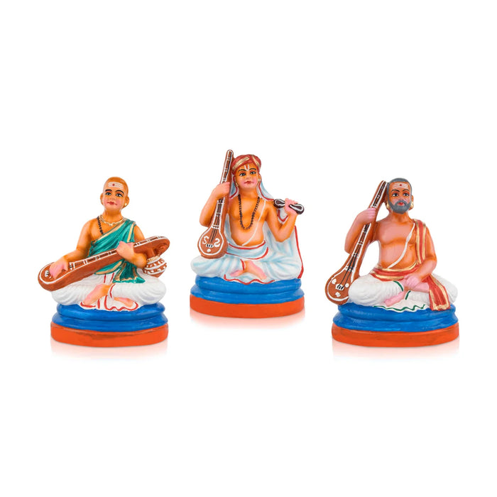 Sangeetha Mummoorthigal Clay Golu Bommai Set - 8 Inches | Giri Golu Doll/ Navaratri Golu Bomma/Gombe/Bommai