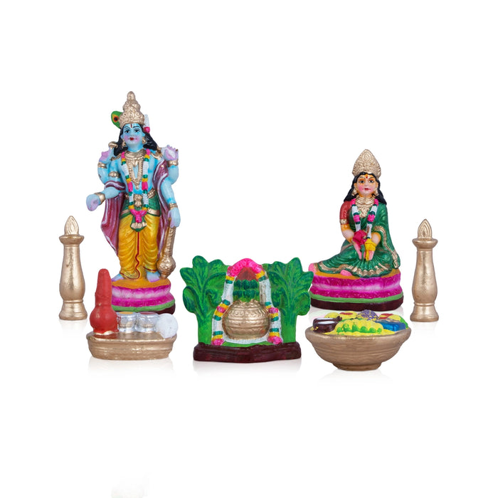 Varalakshmi Pooja Clay Golu bommai Set - 10 x 4.5 Inches | Giri Golu Doll/ Gombe/ Navaratri Kolu Bommai
