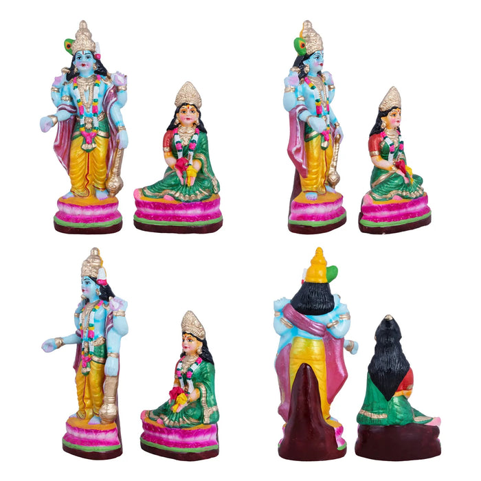 Varalakshmi Pooja Clay Golu bommai Set - 10 x 4.5 Inches | Giri Golu Doll/ Gombe/ Navaratri Kolu Bommai