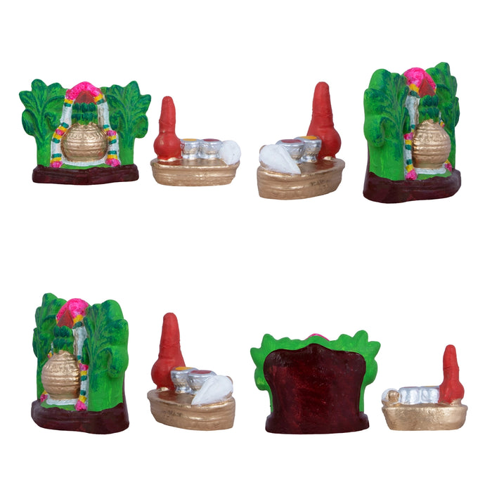 Varalakshmi Pooja Clay Golu bommai Set - 10 x 4.5 Inches | Giri Golu Doll/ Gombe/ Navaratri Kolu Bommai