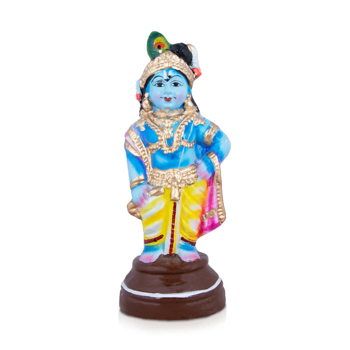 Vithoba Krishna Idol Clay Golu Bommai - 11 x 4 Inches | Giri Golu Doll/ Navaratri Golu Bomma/ Bommai/ Gombe