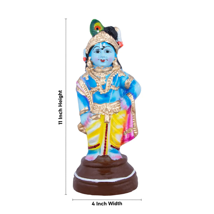 Vithoba Krishna Idol Clay Golu Bommai - 11 x 4 Inches | Giri Golu Doll/ Navaratri Golu Bomma/ Bommai/ Gombe
