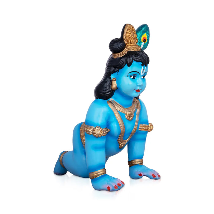 Crawling Krishna Statue Paper Mache Golu Bommai - 10 x 9 Inches | Giri Golu Doll/ Navaratri Golu Bomma/ Gombe