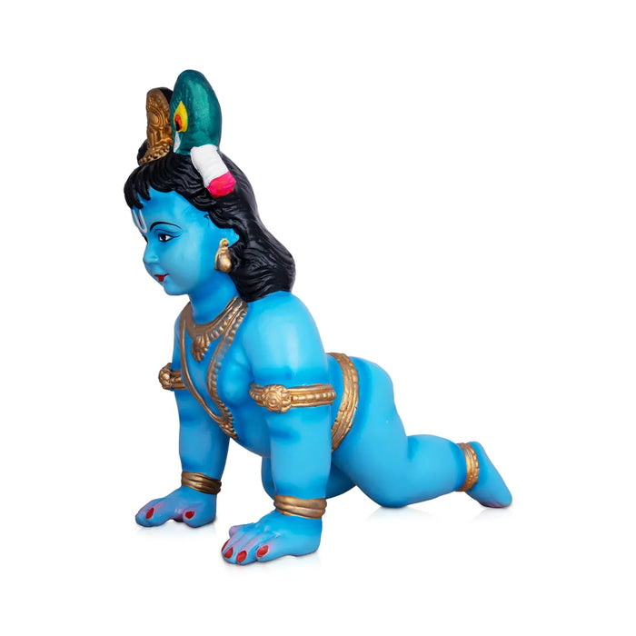 Crawling Krishna Statue Paper Mache Golu Bommai - 10 x 9 Inches | Giri Golu Doll/ Navaratri Golu Bomma/ Gombe