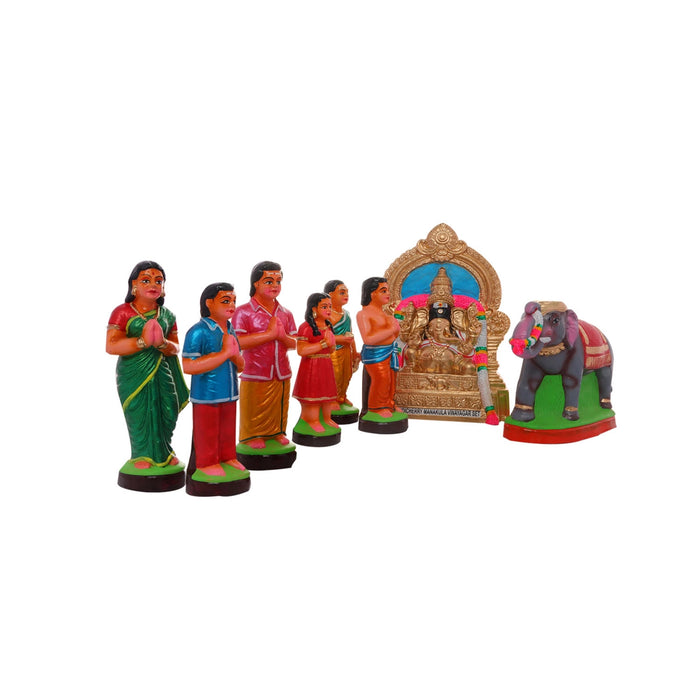 Manakula Vinayaka Idol Clay Golu Bommai Set- 10 X 7.5 Inches | Navaratri Golu Gombe/Giri Golu Doll/Navratri Decor