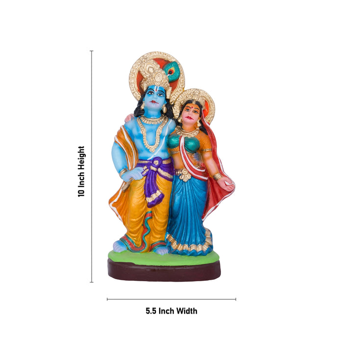 Krishna Murti Ashta Sakhi Clay Golu Bommai Set- 10X5.5 Inches | Navaratri Golu Gombe/Giri Golu Doll/Navratri Decor