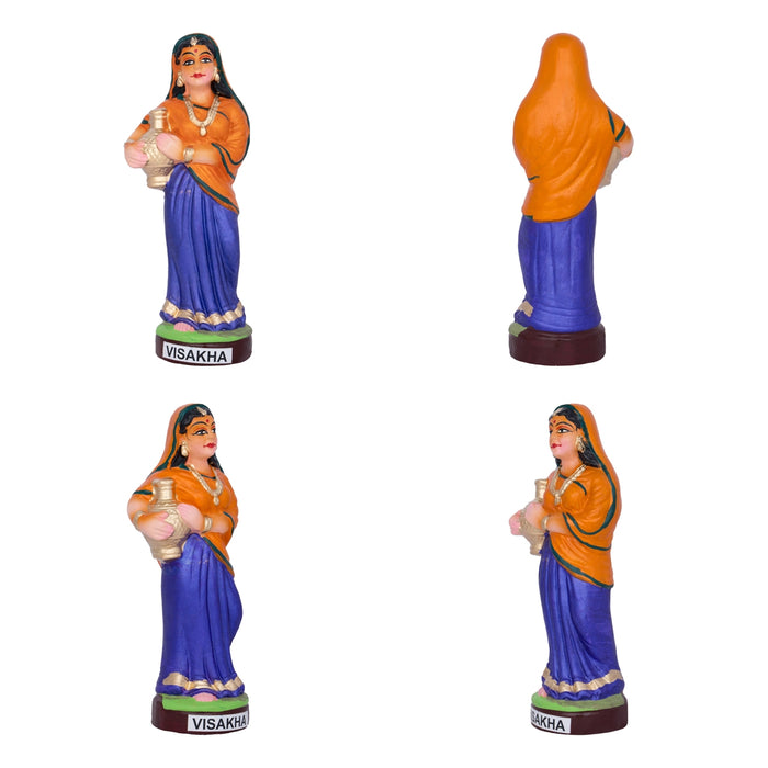 Krishna Murti Ashta Sakhi Clay Golu Bommai Set- 10X5.5 Inches | Navaratri Golu Gombe/Giri Golu Doll/Navratri Decor