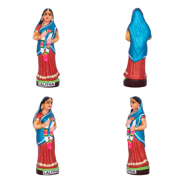 Krishna Murti Ashta Sakhi Clay Golu Bommai Set- 10X5.5 Inches | Navaratri Golu Gombe/Giri Golu Doll/Navratri Decor