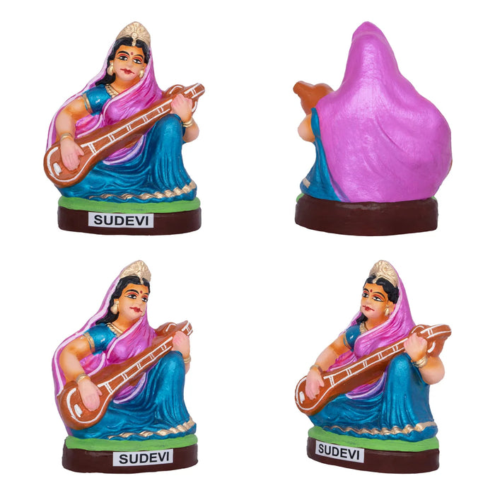 Krishna Murti Ashta Sakhi Clay Golu Bommai Set- 10X5.5 Inches | Navaratri Golu Gombe/Giri Golu Doll/Navratri Decor