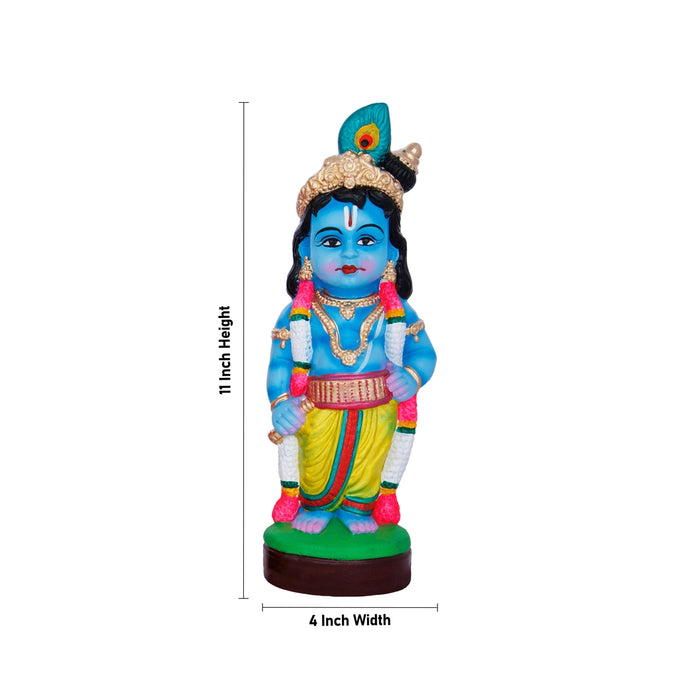 Radha Krishna Murti Clay Golu Bommai Pair- 11 X 4 Inches | Navaratri Golu Gombe/Giri Golu Doll/ Navratri Decor