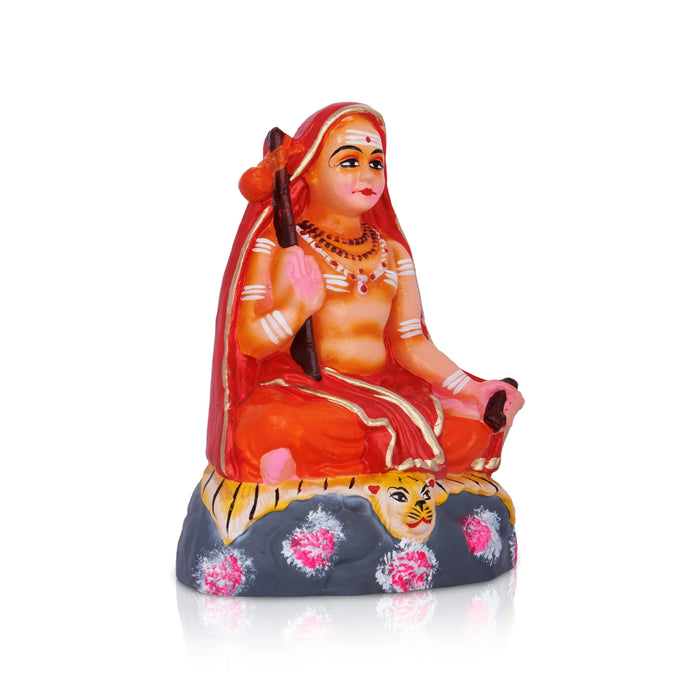 Adi Shankara Statue Clay Golu Bommai- 8 X 6 Inches | Navaratri Golu Gombe/ Giri Golu Doll/ Navratri Decoration
