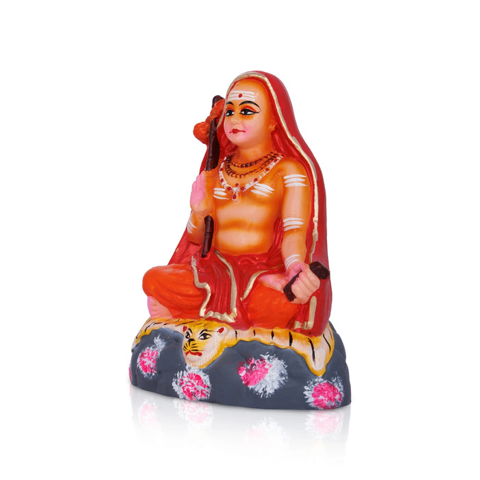 Adi Shankara Statue Clay Golu Bommai- 8 X 6 Inches | Navaratri Golu Gombe/ Giri Golu Doll/ Navratri Decoration