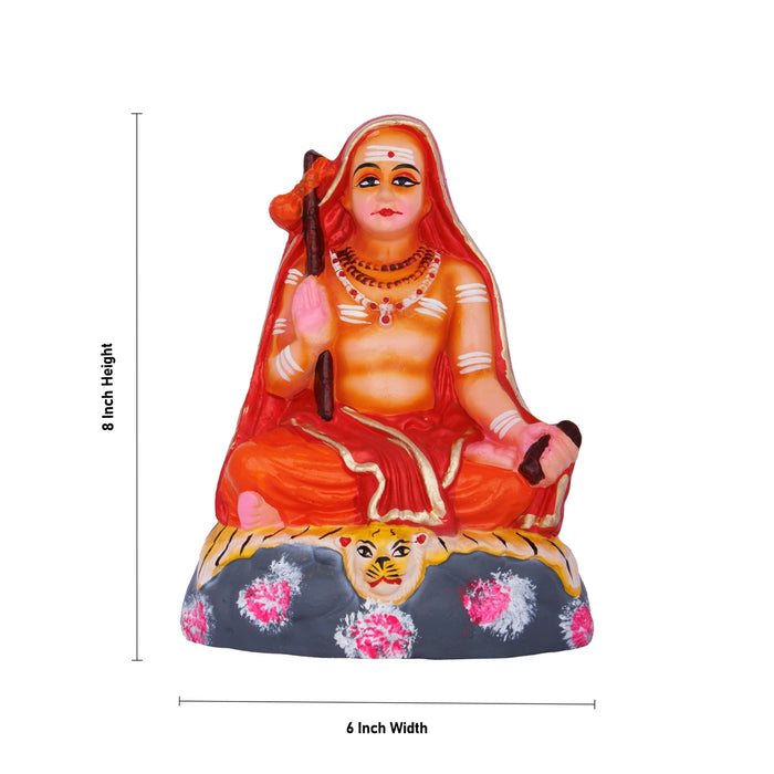 Adi Shankara Statue Clay Golu Bommai- 8 X 6 Inches | Navaratri Golu Gombe/ Giri Golu Doll/ Navratri Decoration
