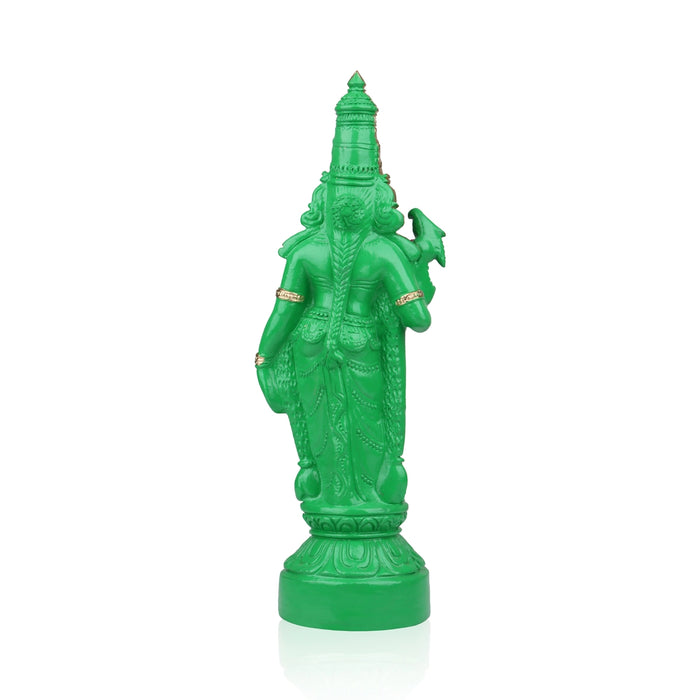 Green Meenakshi Amman Statue Clay Golu Bommai- 15 X 5 Inches | Navaratri Golu Gombe/Giri Golu Doll/Navratri Decor