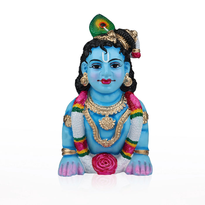 Crawling Krishna Clay Golu Bommai - 10 x 6 Inches | Giri Golu Doll/ Navaratri Golu Bomma/ Gombe/ Bommai