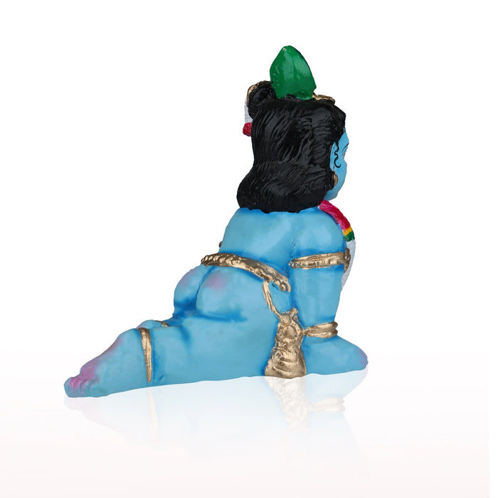 Crawling Krishna Clay Golu Bommai - 10 x 6 Inches | Giri Golu Doll/ Navaratri Golu Bomma/ Gombe/ Bommai
