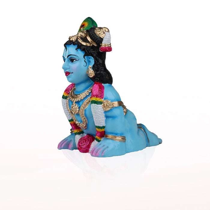 Crawling Krishna Clay Golu Bommai - 10 x 6 Inches | Giri Golu Doll/ Navaratri Golu Bomma/ Gombe/ Bommai