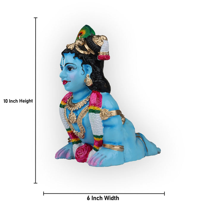 Crawling Krishna Clay Golu Bommai - 10 x 6 Inches | Giri Golu Doll/ Navaratri Golu Bomma/ Gombe/ Bommai