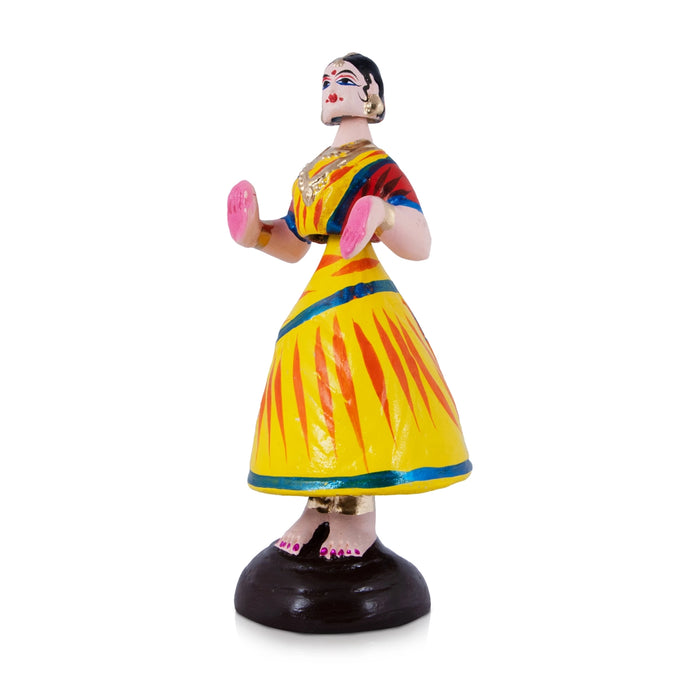 Dancing Doll Paper Mache Golu Bommai - 10 x 3.5 Inches | Giri Golu Doll/ Navaratri Golu Bomma/Gombe/Bommai