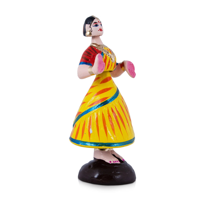 Dancing Doll Paper Mache Golu Bommai - 10 x 3.5 Inches | Giri Golu Doll/ Navaratri Golu Bomma/Gombe/Bommai