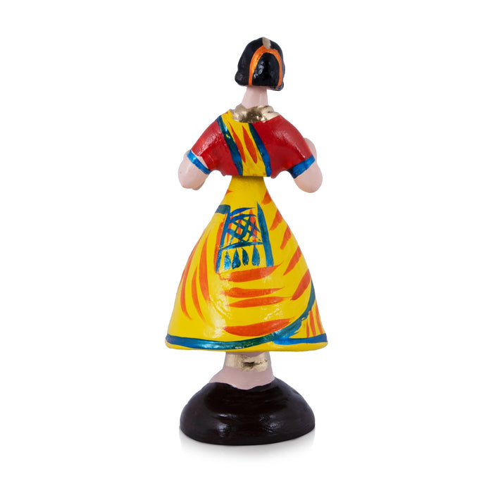 Dancing Doll Paper Mache Golu Bommai - 10 x 3.5 Inches | Giri Golu Doll/ Navaratri Golu Bomma/Gombe/Bommai