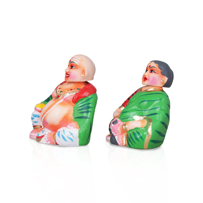 Chettiar Chettichi Paper Mache Golu Bommai Pair - 5.5 x 4 Inches | Giri Golu Doll/ Navaratri Golu Bomma/Gombe/Bommai