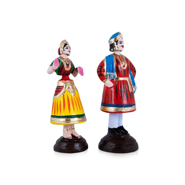 Raja Rani Paper Mache Golu Bommai Pair - 11 x 4 Inches | Giri Golu Doll/ Navaratri Golu Bomma/Gombe/Bommai