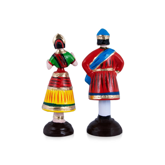 Raja Rani Paper Mache Golu Bommai Pair - 11 x 4 Inches | Giri Golu Doll/ Navaratri Golu Bomma/Gombe/Bommai