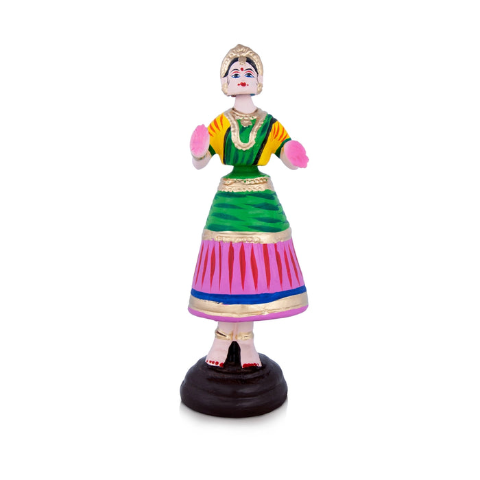 Dancing Doll Paper Mache Golu Bommai - 10 x 3.5 Inches | Giri Golu Doll/ Navaratri Golu Bomma/Gombe/Bommai