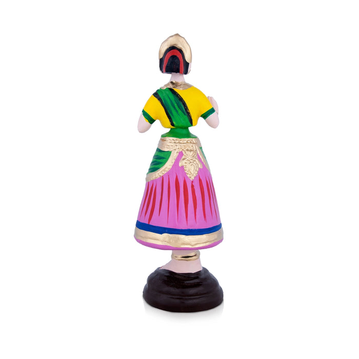 Dancing Doll Paper Mache Golu Bommai - 10 x 3.5 Inches | Giri Golu Doll/ Navaratri Golu Bomma/Gombe/Bommai