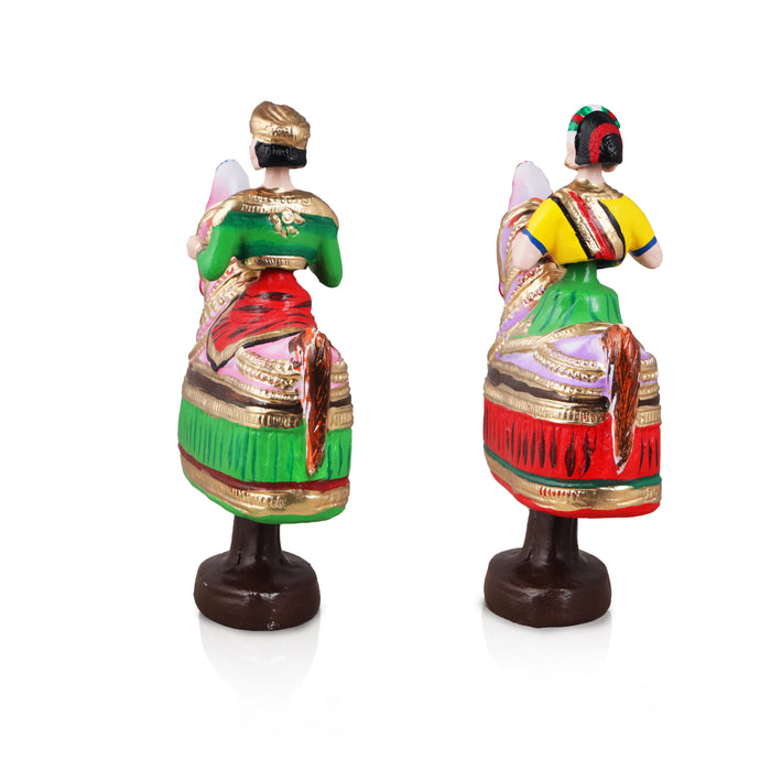 Poikkal Kuthirai Paper Mache Golu Bommai Pair - 13 x 8 Inches | Giri Golu Doll/ Navaratri Golu Bomma/Gombe